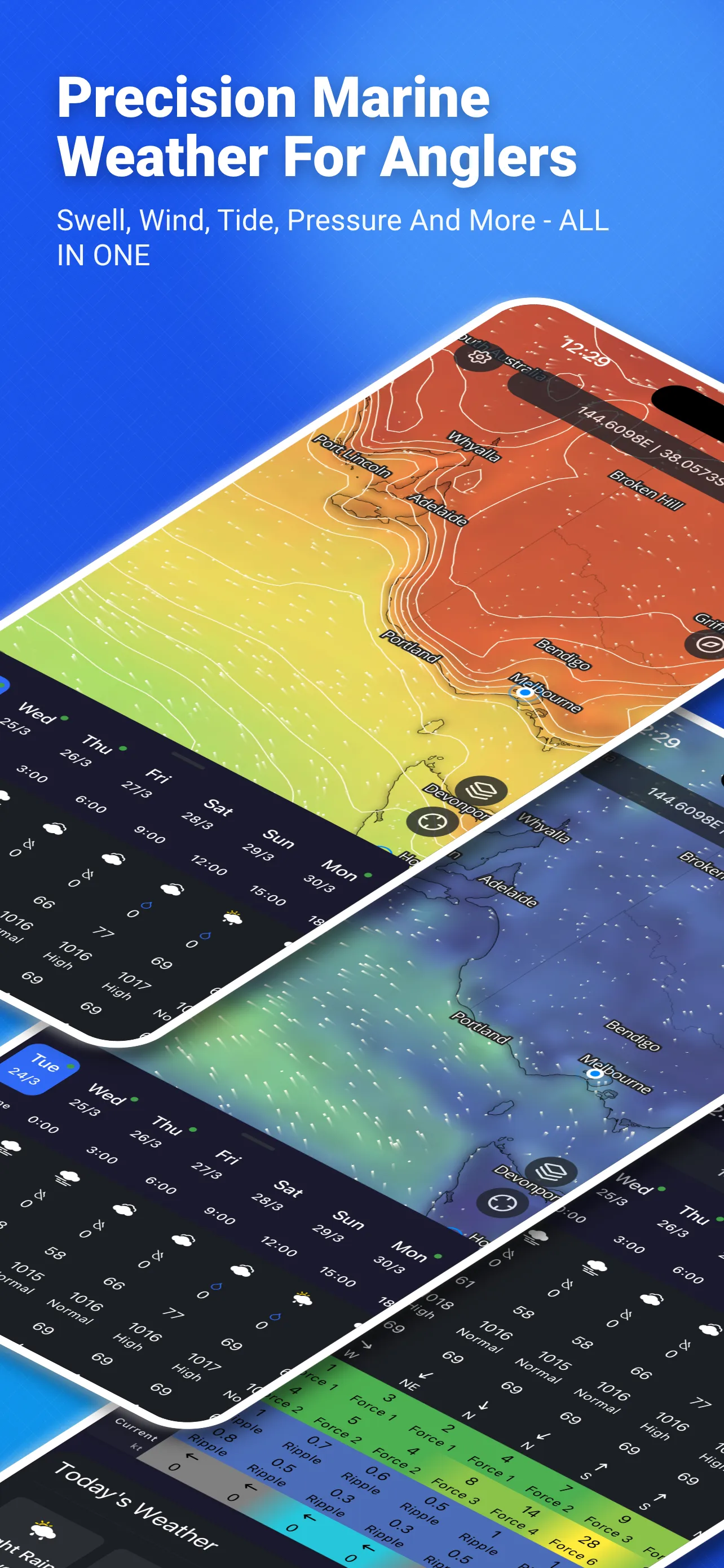 SunnyFish marine weather forecast overview screenshot