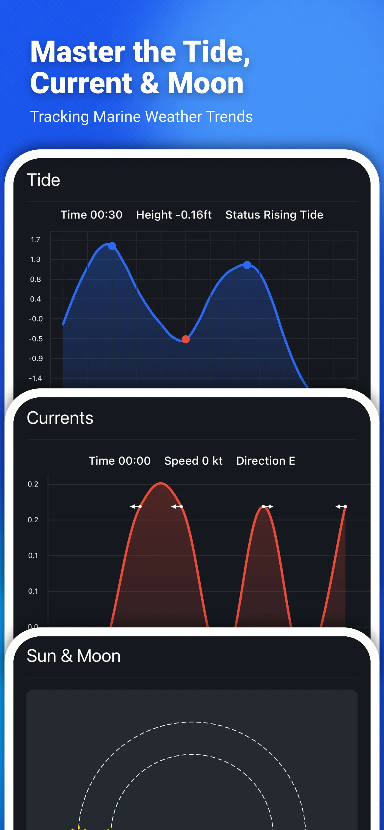 SunnyFish tide forecast and moon phase screenshot