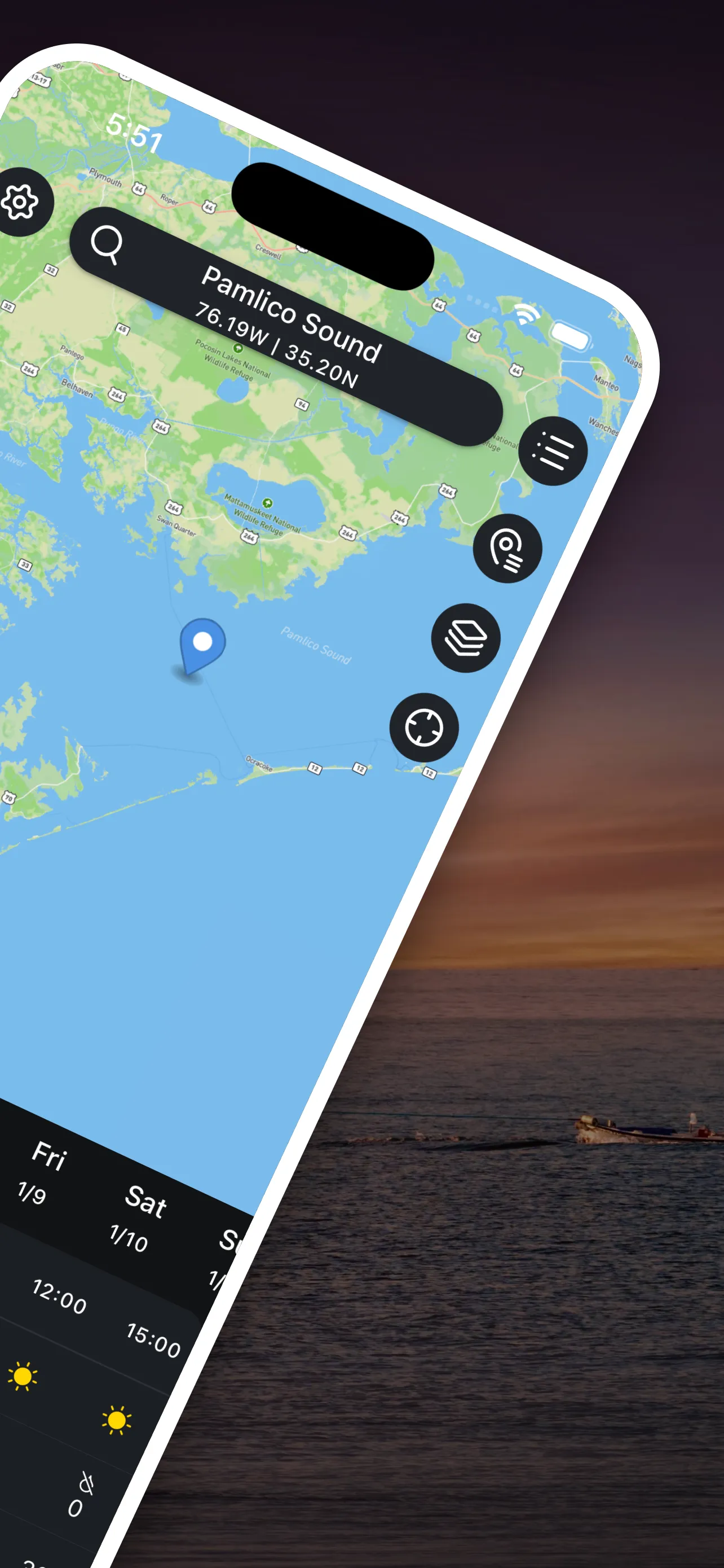 SunnyFish offshore fishing forecast detail screenshot