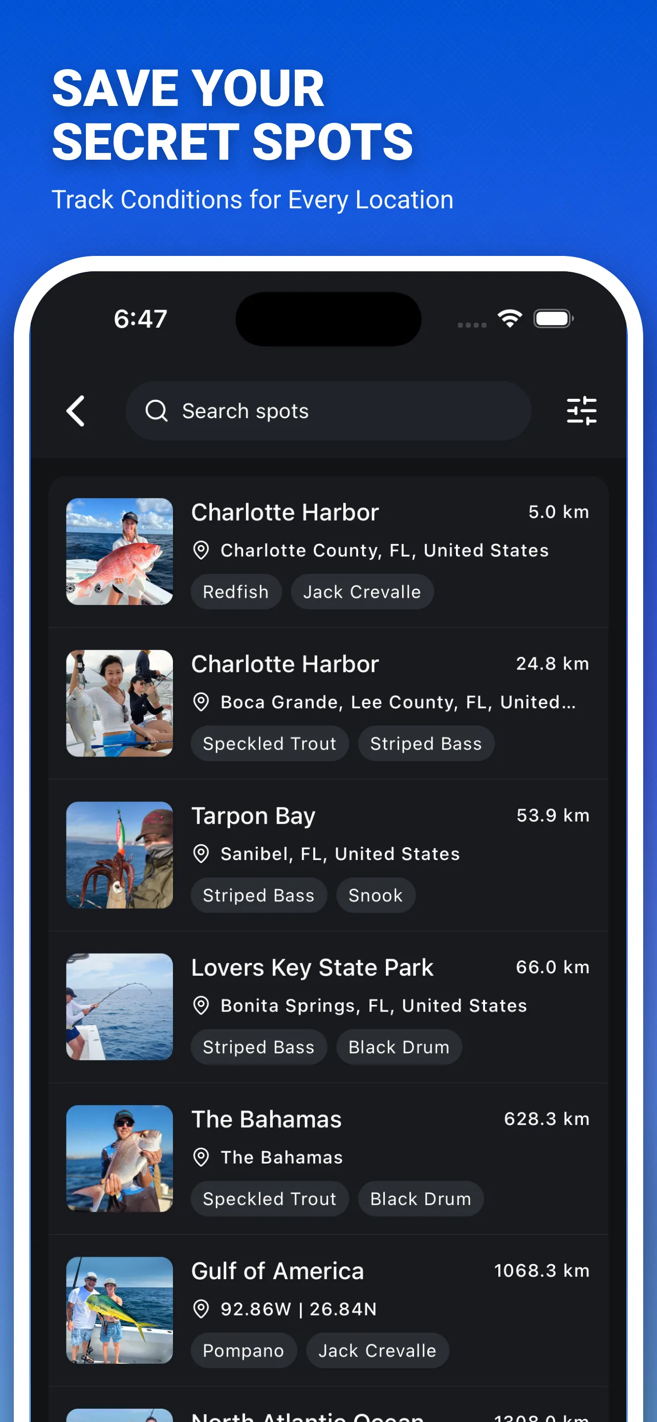 SunnyFish fishing log and catch record screenshot